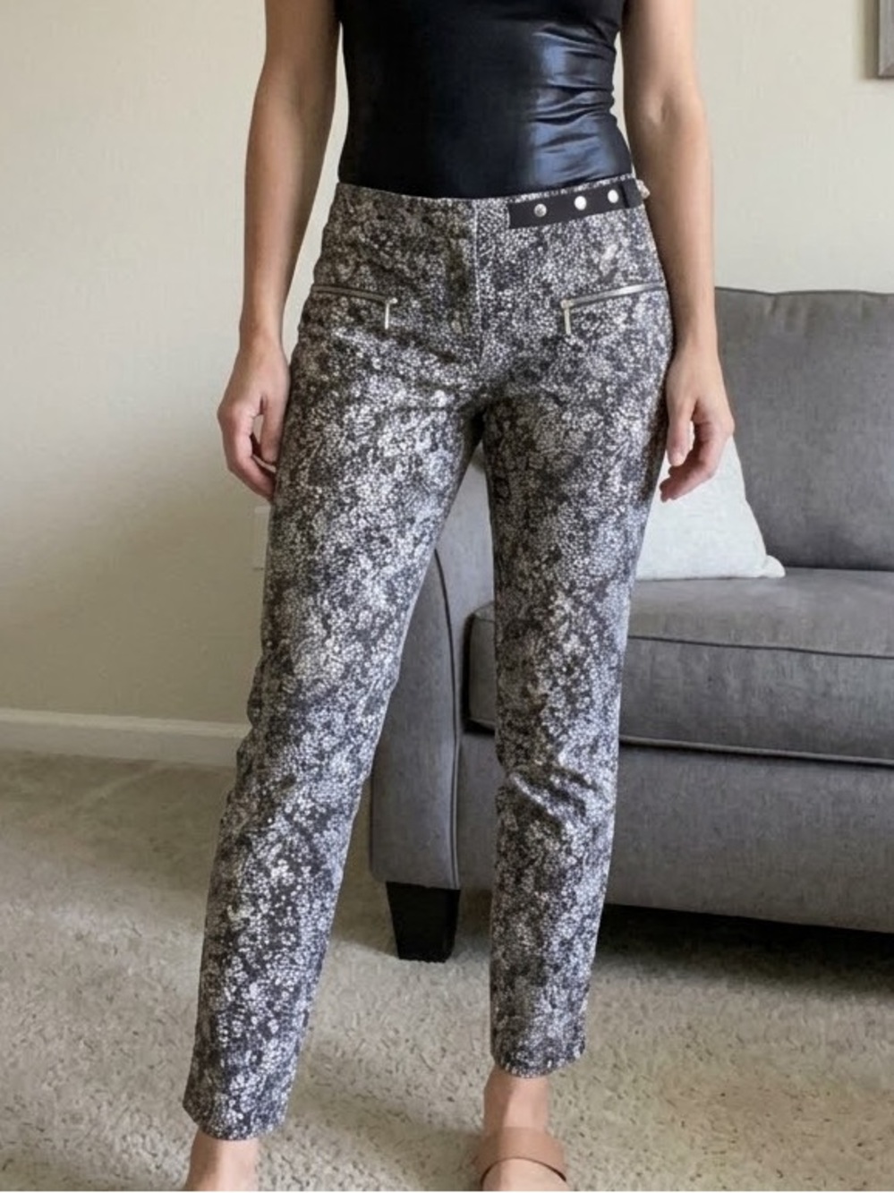 Zara Basic Snakeskin Print Trousers - Size S